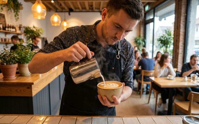 Barista crafting specialty coffee