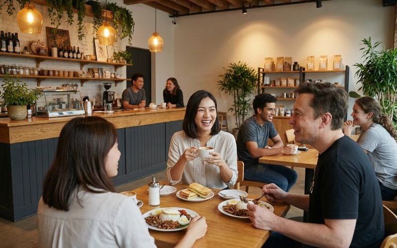 Community gathering at local cafe