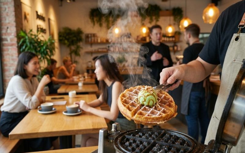 Perfect golden waffle