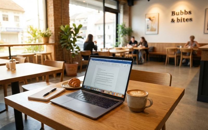 Productive cafe workspace