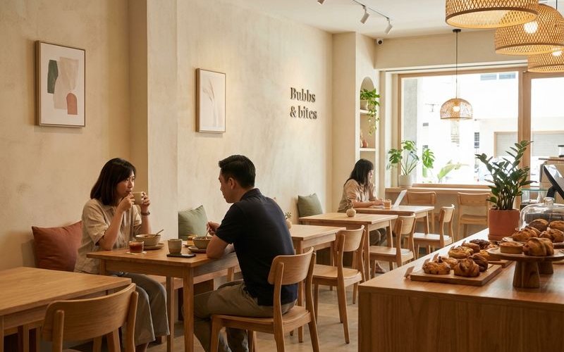 Muji-inspired cafe interior
