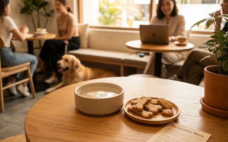 Pet essentials at cafe